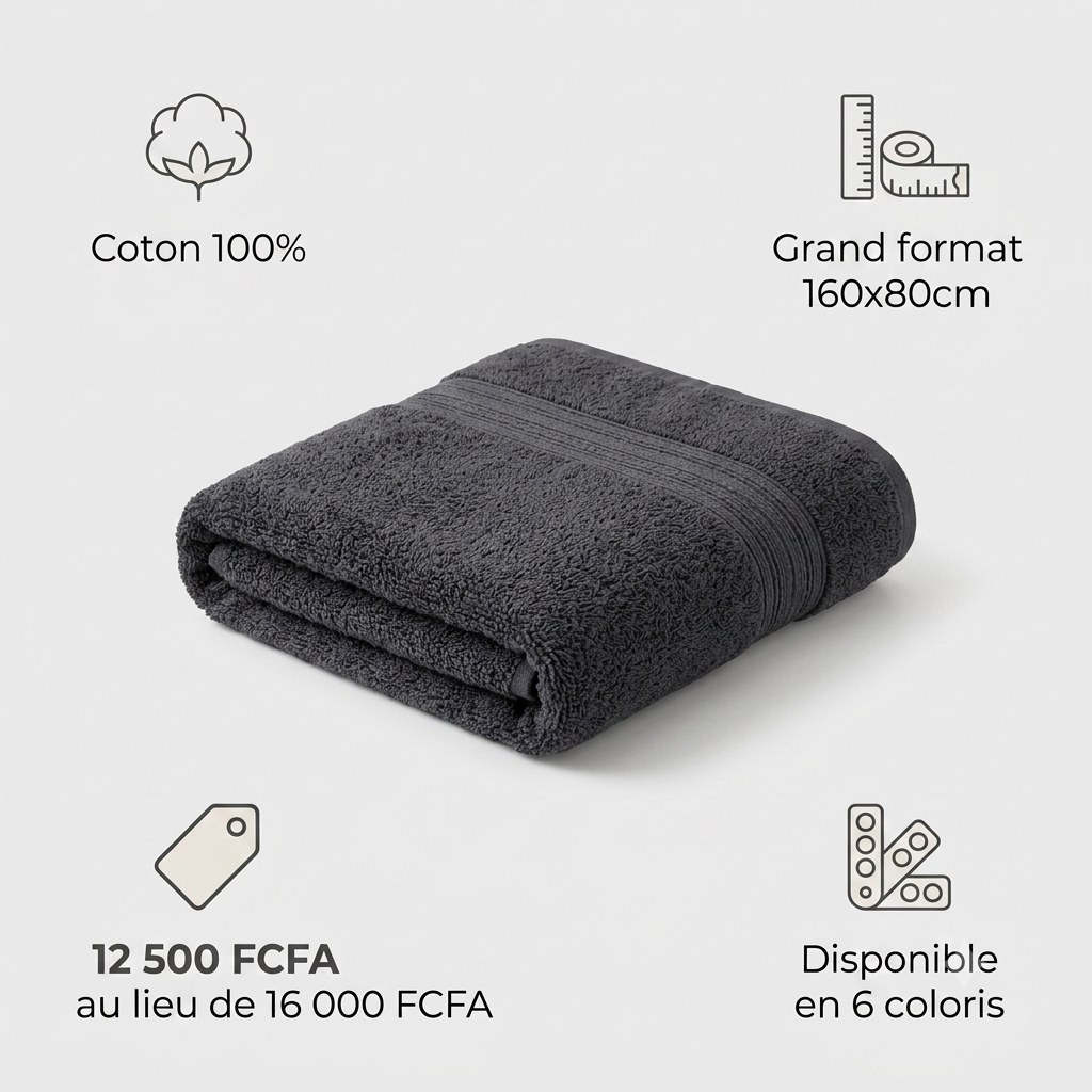 Serviette Douceur Premium — 100% Coton, 160x80cm