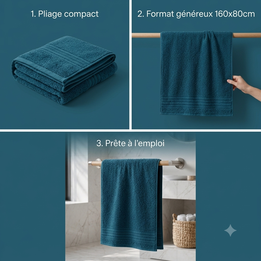 Serviette Douceur Premium — 100% Coton, 160x80cm